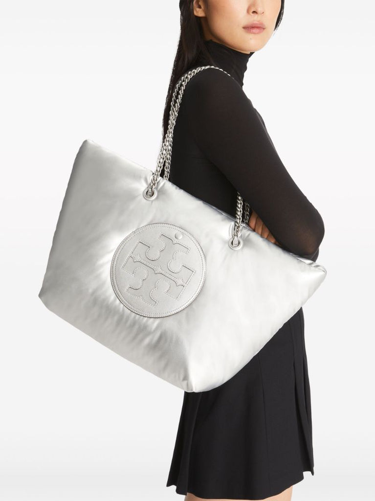 Silver Ella Metallic Chain Soft Tote Bag