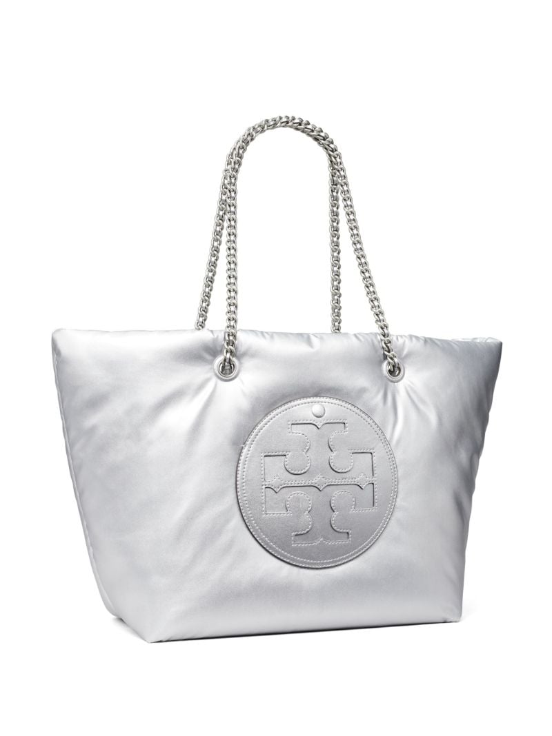 Silver Ella Metallic Chain Soft Tote Bag