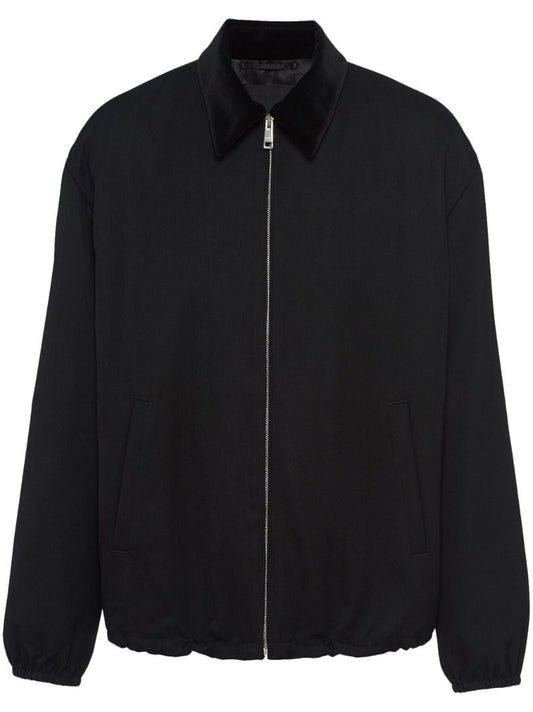 Black Velvet Collar Wool Jacket