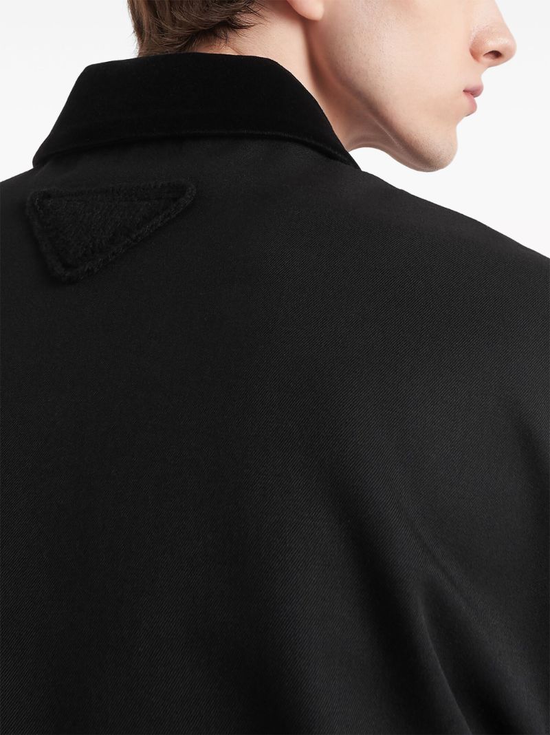 Black Velvet Collar Wool Jacket