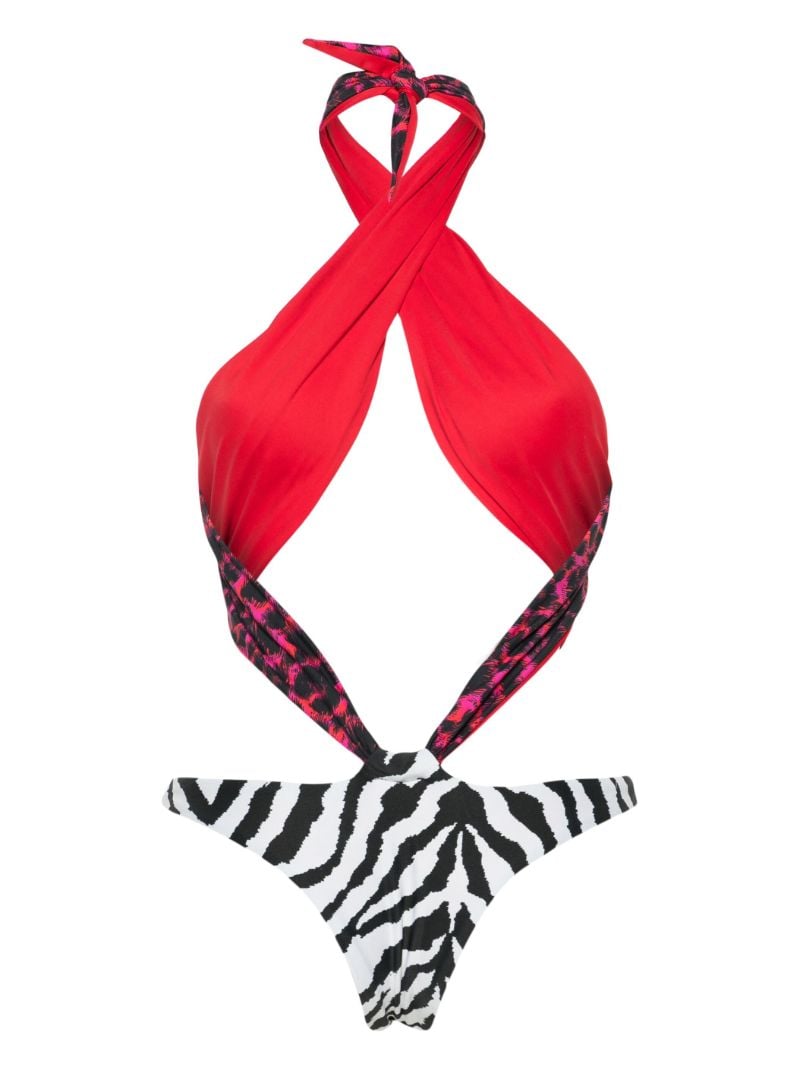 Pink Showpony Animal-print Swimsuit