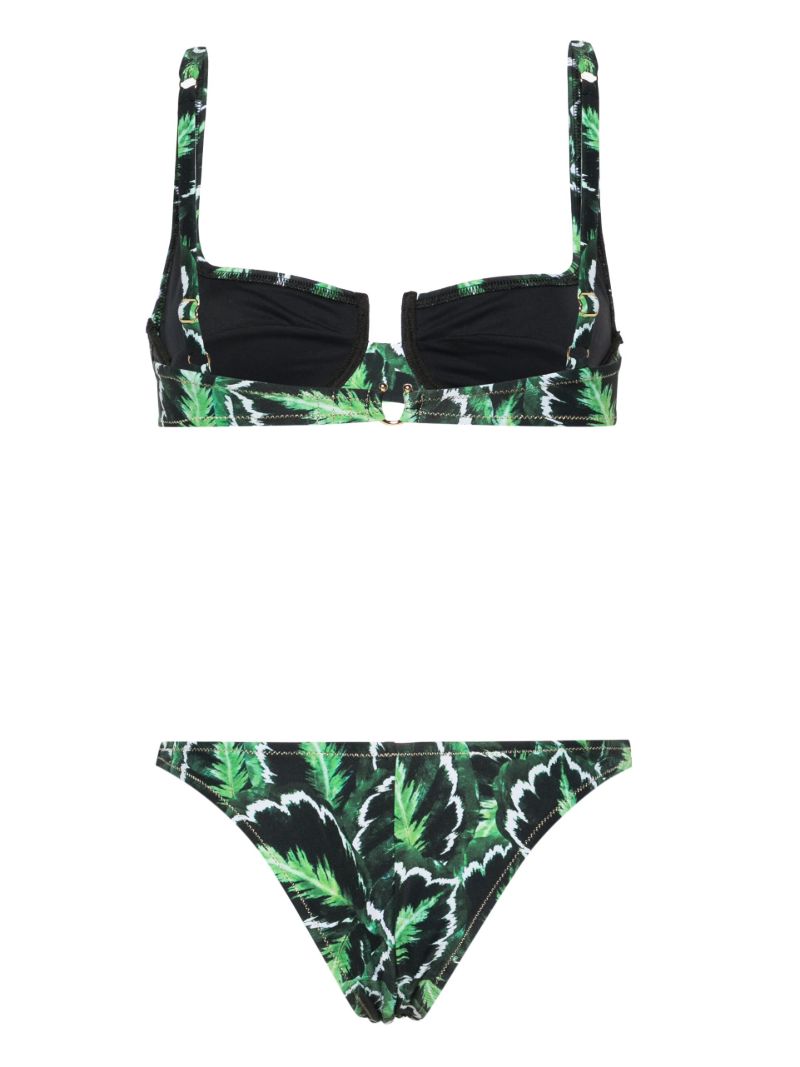 Green Brigitte Leaf-print Bikini