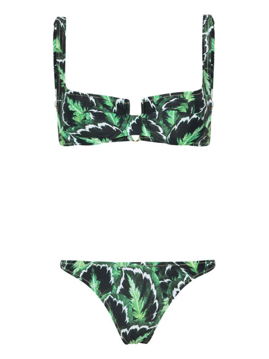 Green Brigitte Leaf-print Bikini