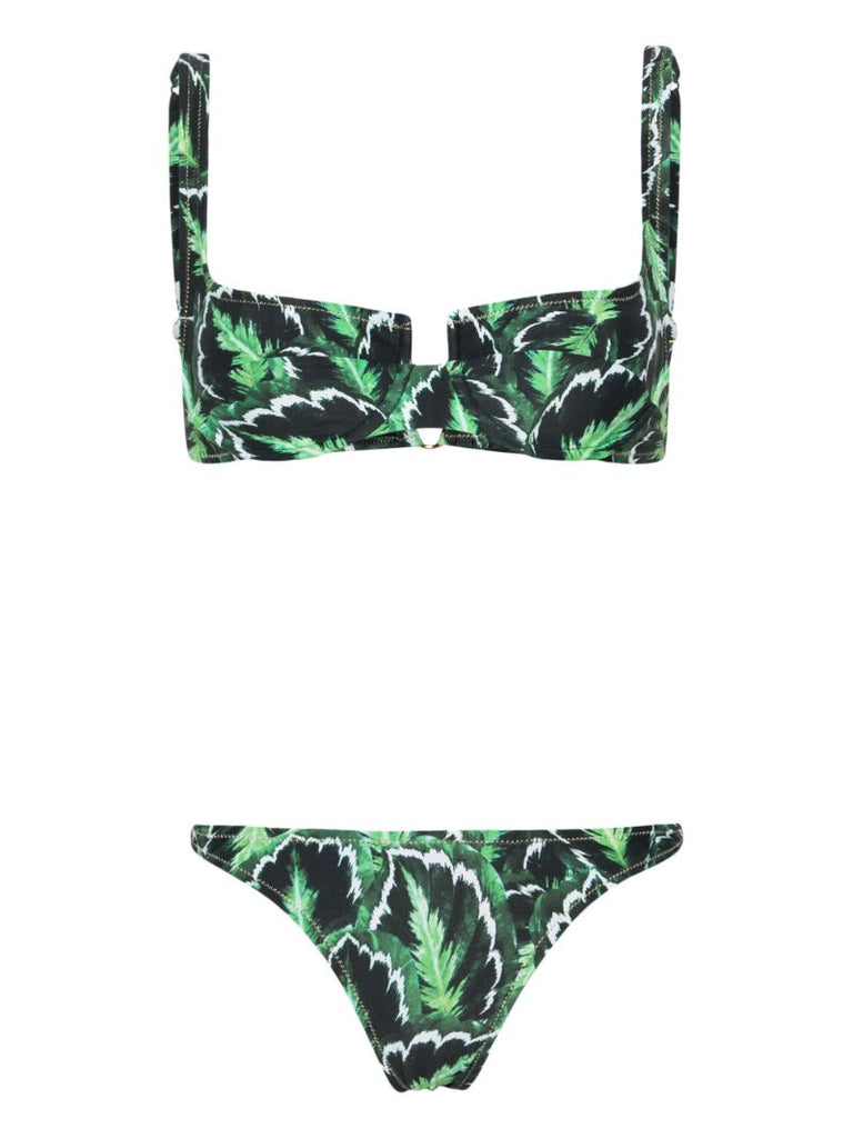 Green Brigitte Leaf-print Bikini