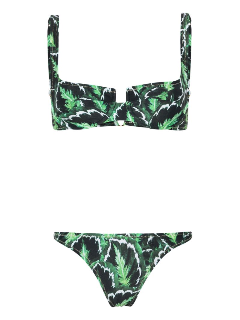 Green Brigitte Leaf-print Bikini