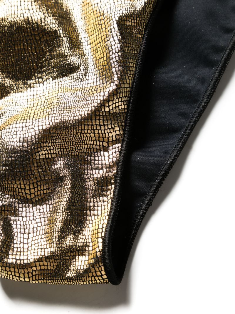 Gold-tone Sam Snakeskin-print Bikini