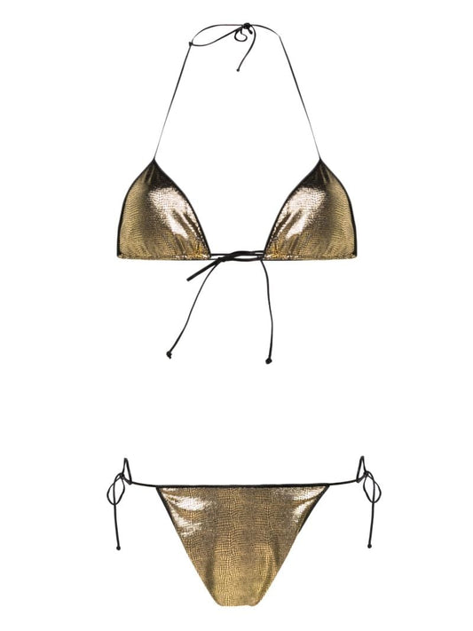 Gold-tone Sam Snakeskin-print Bikini