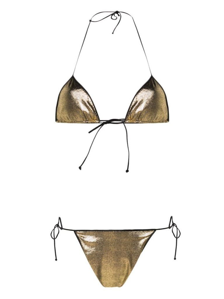 Gold-tone Sam Snakeskin-print Bikini