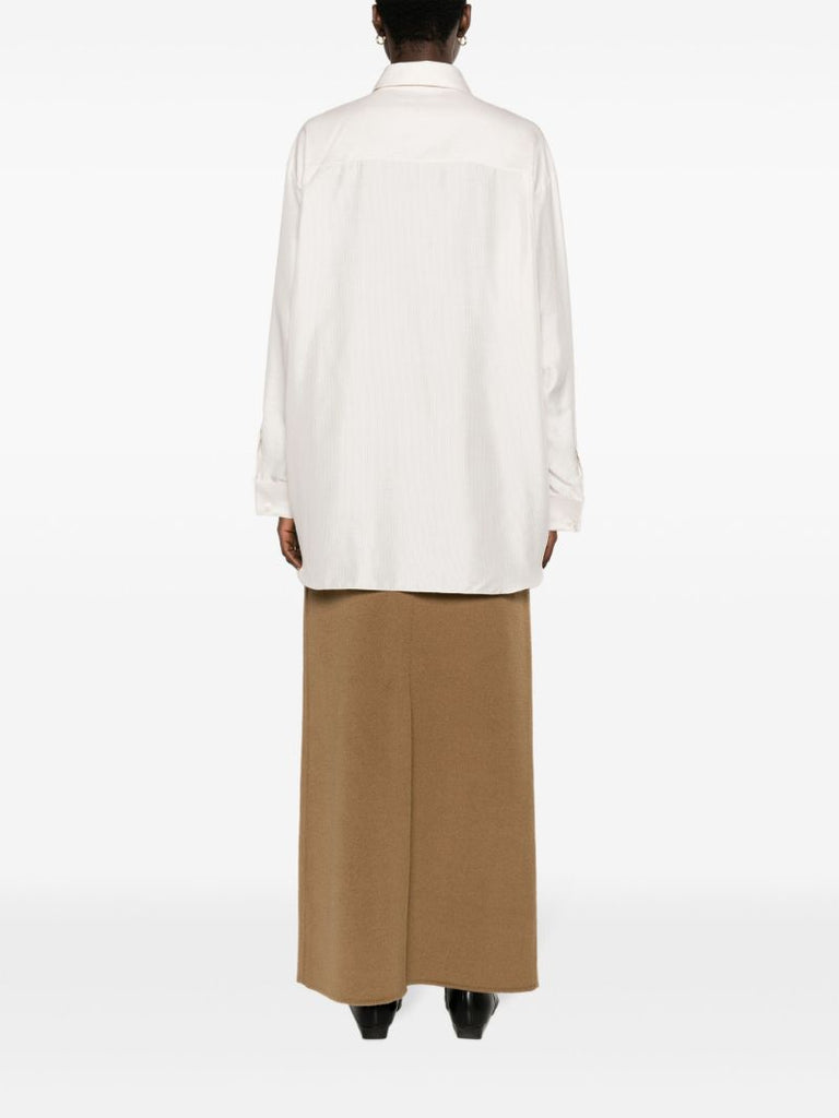 Neutral Nomoon Pinstripe Silk Shirt