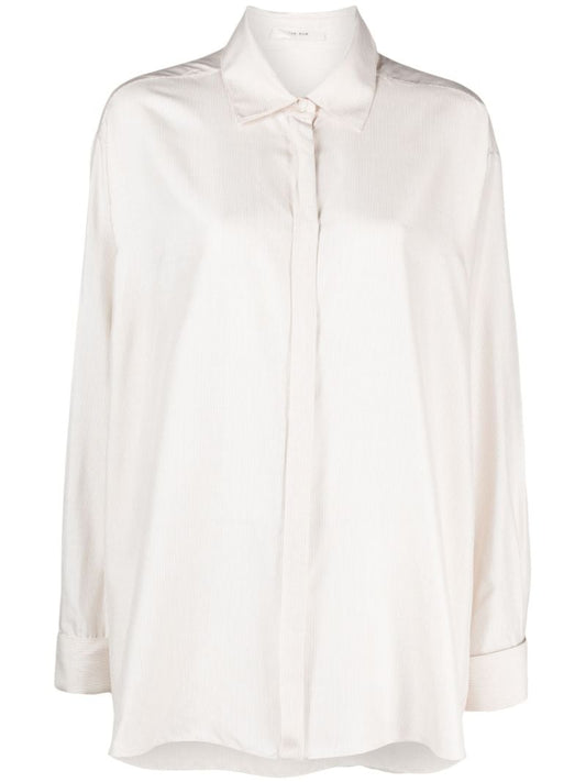 Neutral Nomoon Pinstripe Silk Shirt