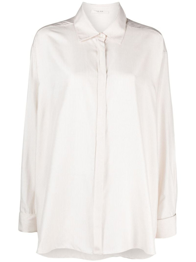 Neutral Nomoon Pinstripe Silk Shirt