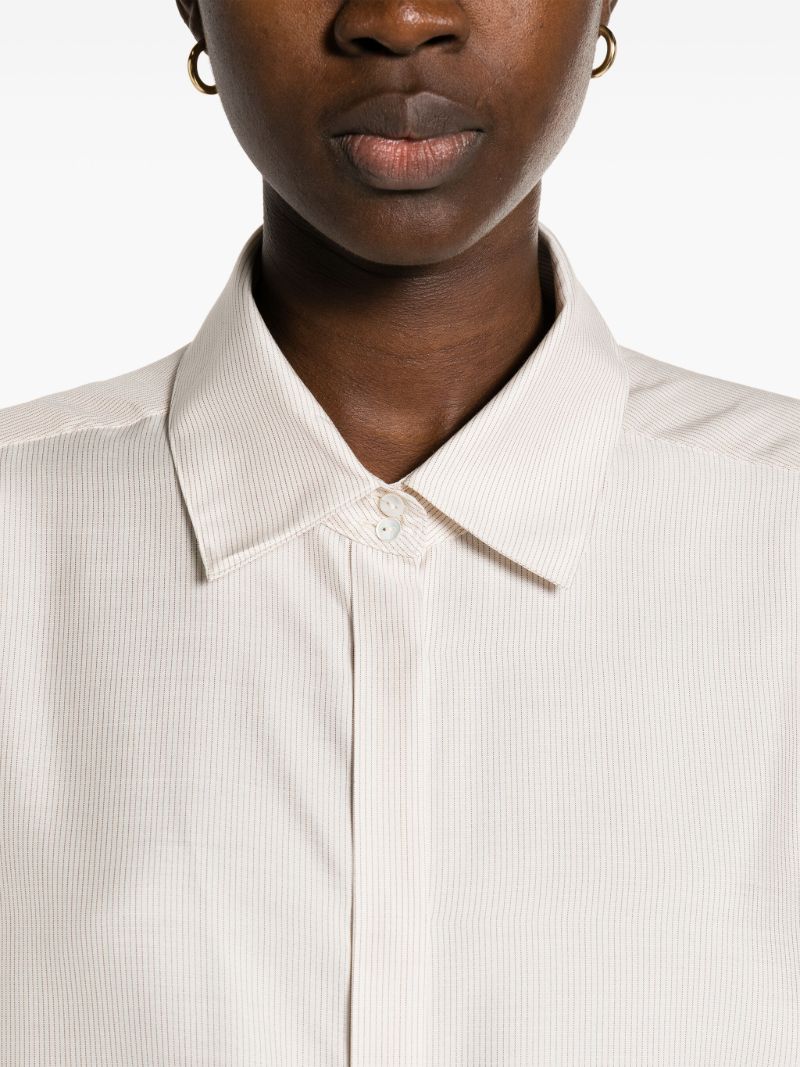 Neutral Nomoon Pinstripe Silk Shirt