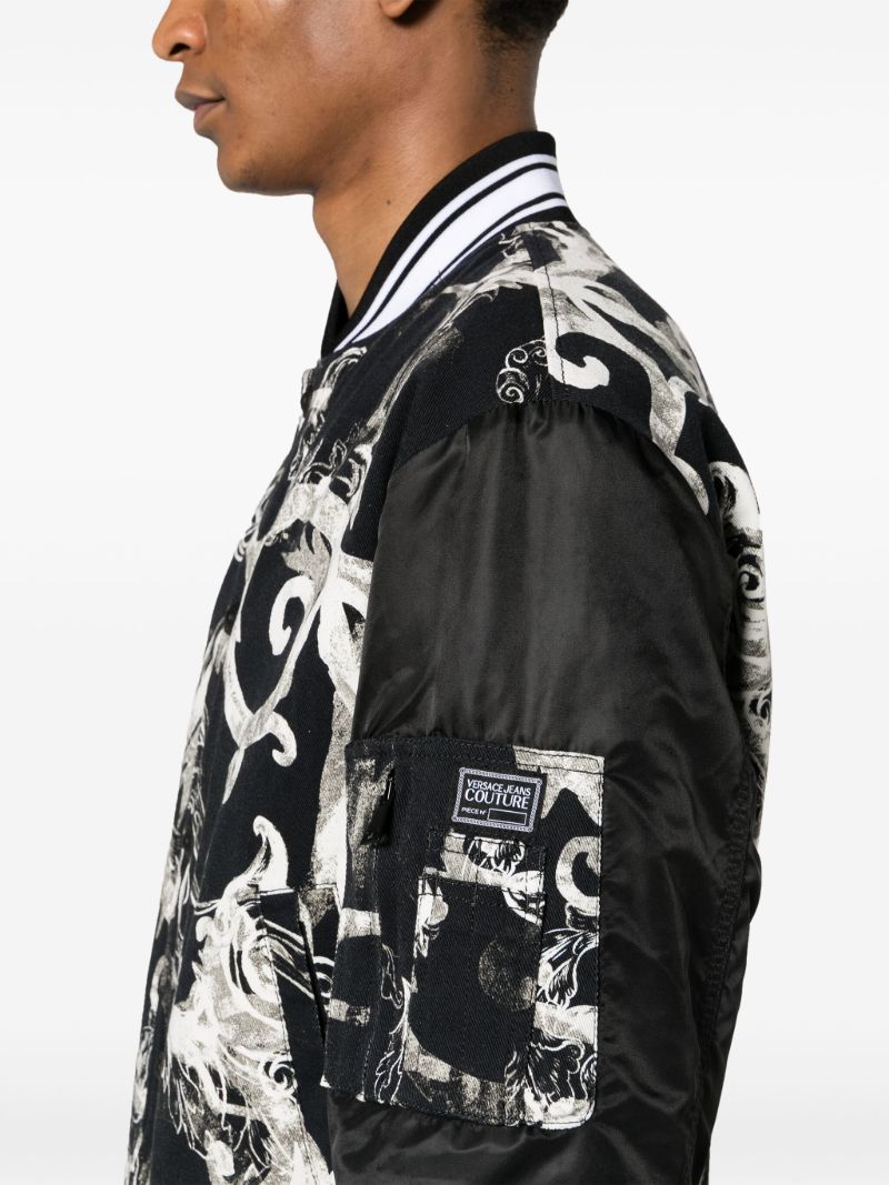 Black Watercolour Barocco Bomber Jacket