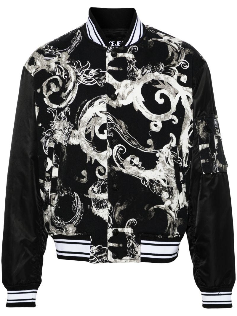 Black Watercolour Barocco Bomber Jacket