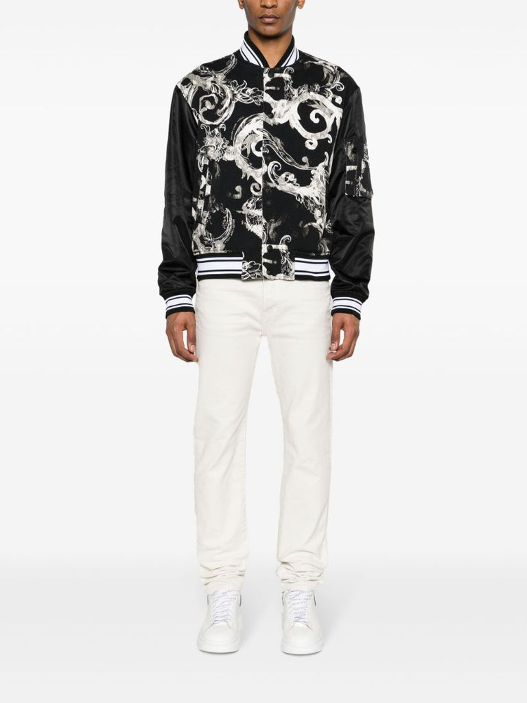 Black Watercolour Barocco Bomber Jacket