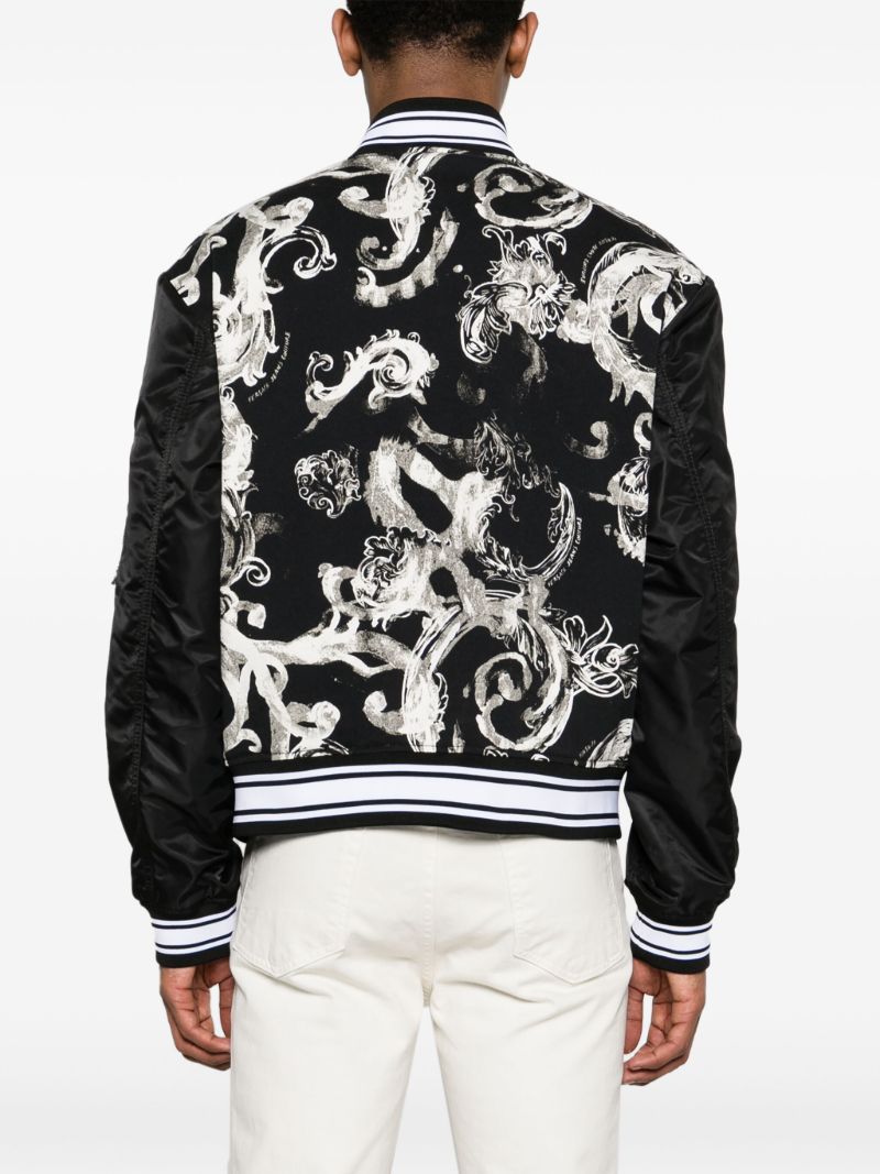 Black Watercolour Barocco Bomber Jacket