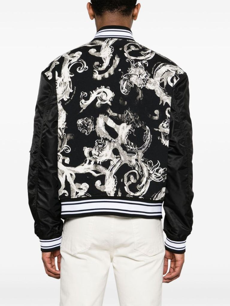 Black Watercolour Barocco Bomber Jacket