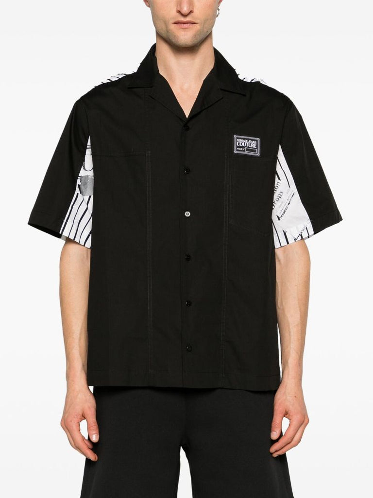 Black Magazine-print Cotton Shirt