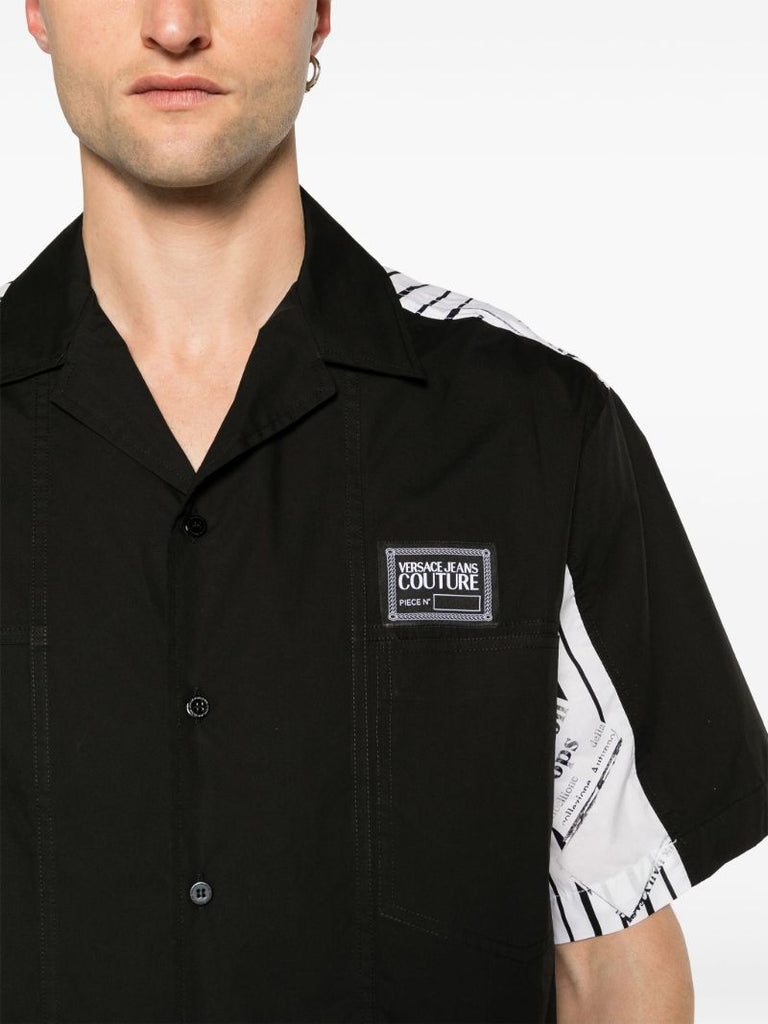 Black Magazine-print Cotton Shirt