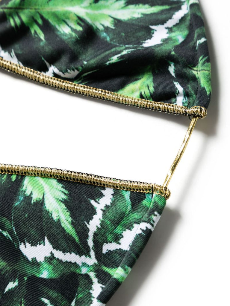Green Sam Leaf-print Bikini