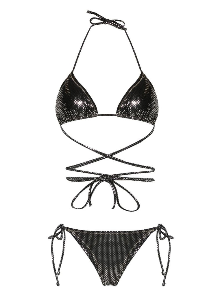 Black Miami LamÃ_x0083_Â©-detailed Bikini