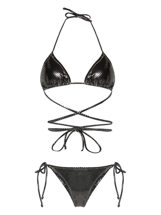 Black Miami LamÃ_x0083_Â©-detailed Bikini