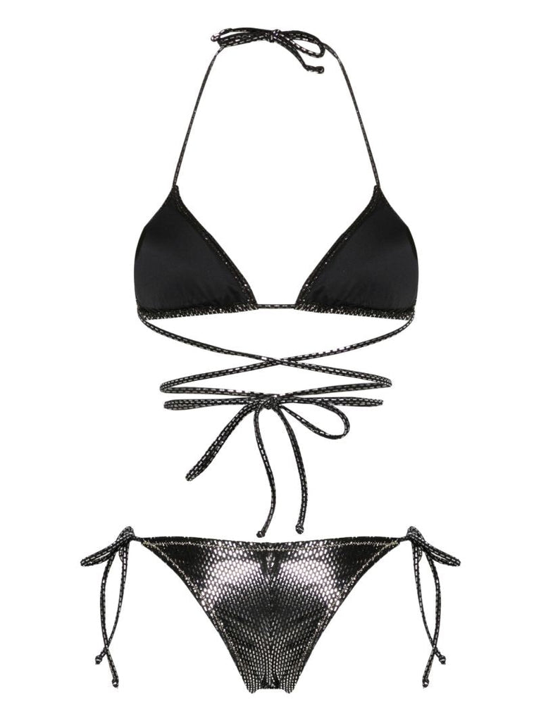 Black Miami LamÃ_x0083_Â©-detailed Bikini