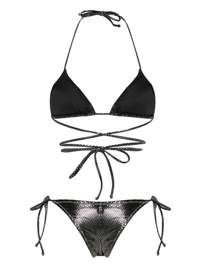Black Miami LamÃ_x0083_Â©-detailed Bikini