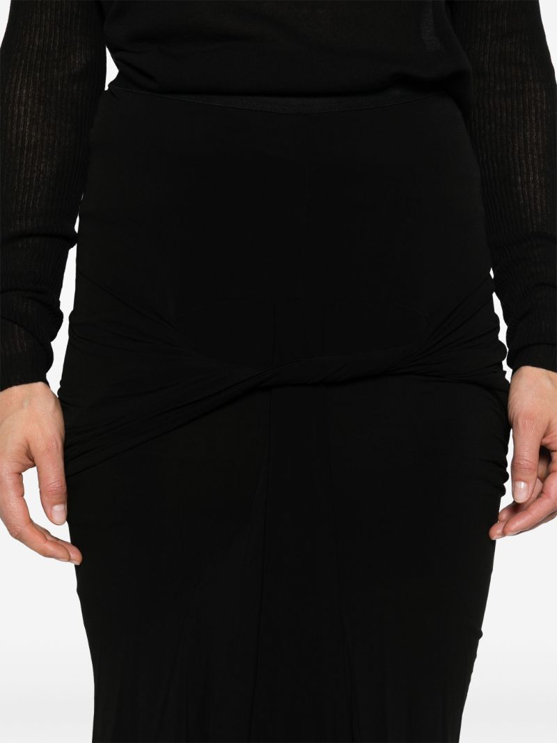 Black Draped Detail Pencil Skirt