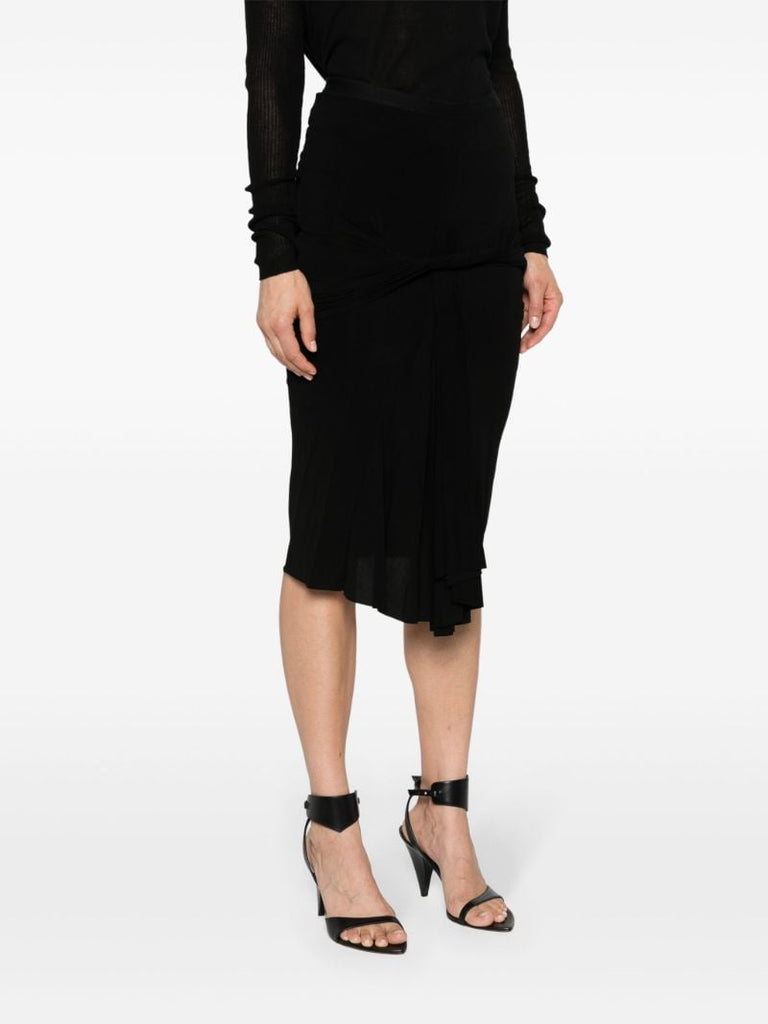 Black Draped Detail Pencil Skirt