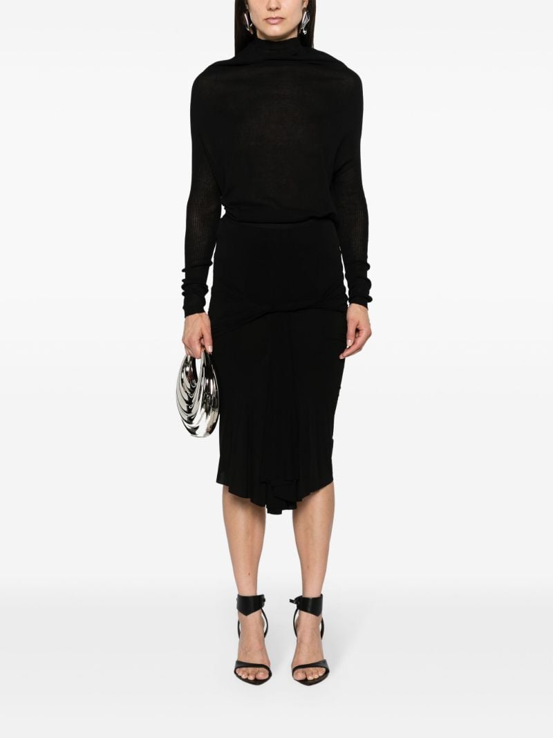Black Draped Detail Pencil Skirt
