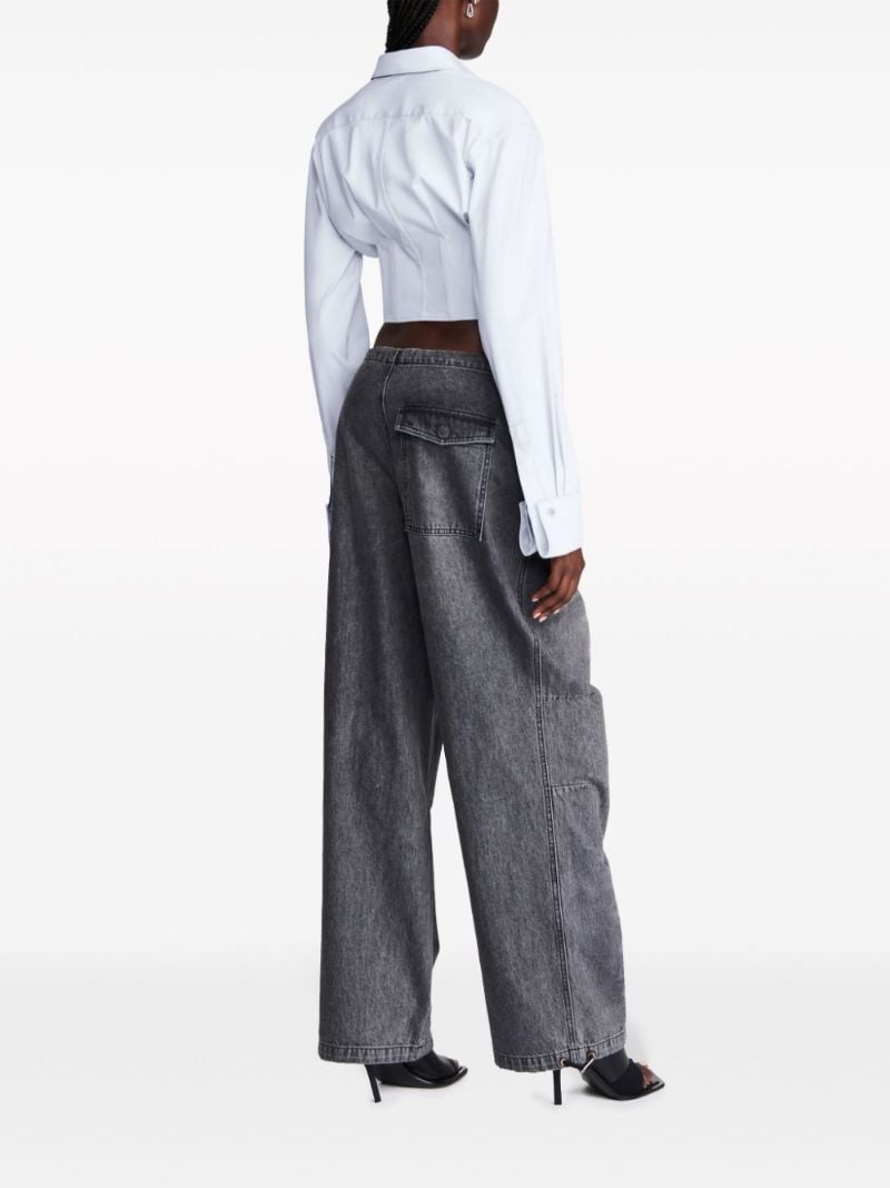 Blue Tuxedo Corset Cropped Shirt