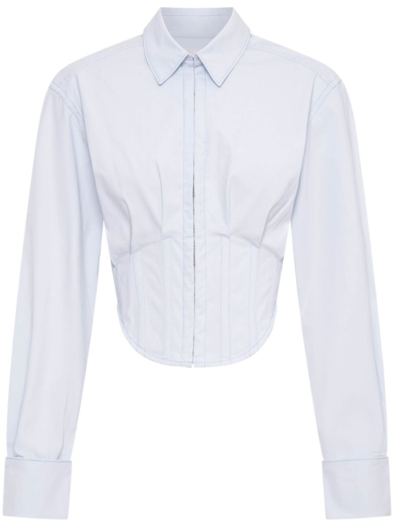 Blue Tuxedo Corset Cropped Shirt