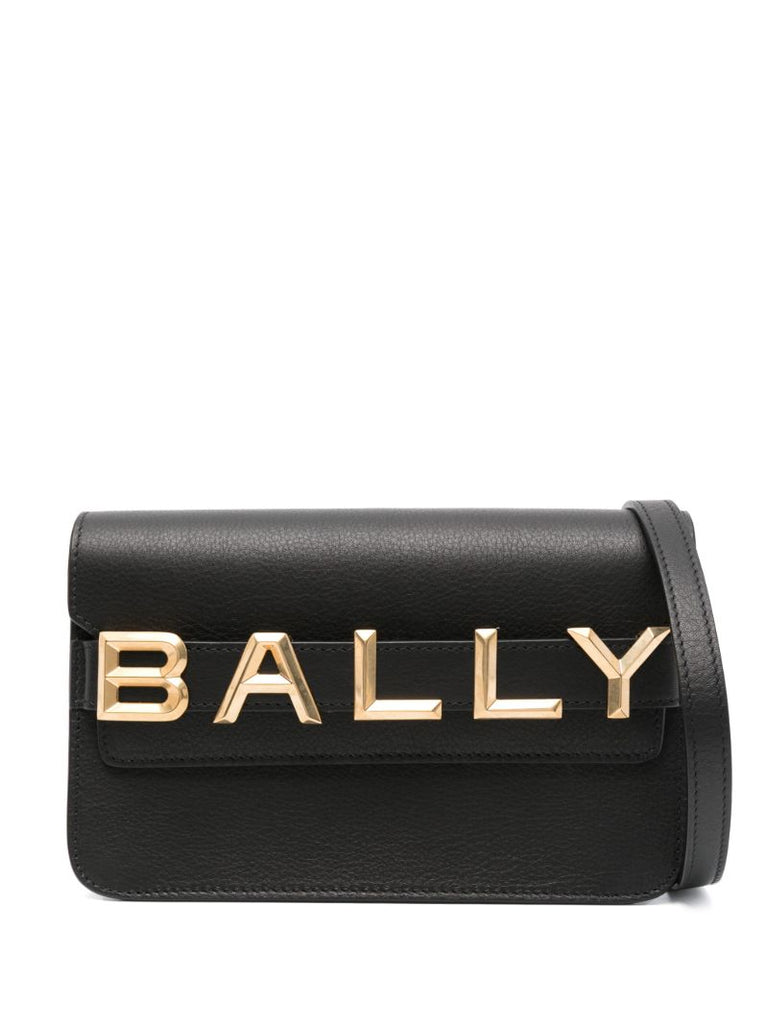 Black Logo-lettering Leather Crossbody Bag