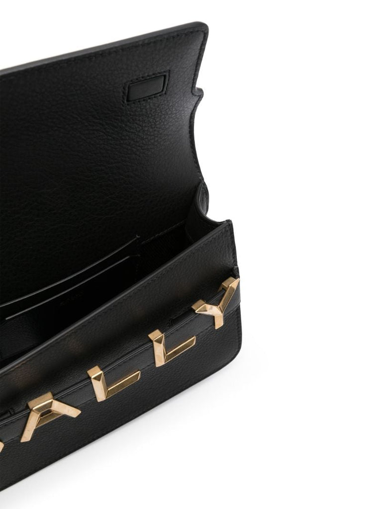Black Logo-lettering Leather Crossbody Bag