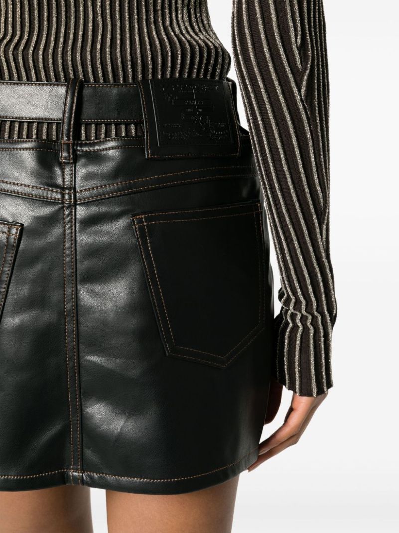 Black Y-belt Faux Leather Mini Skirt