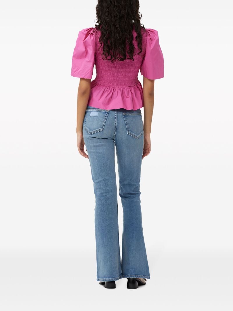 Pink Shirred Peplum Blouse