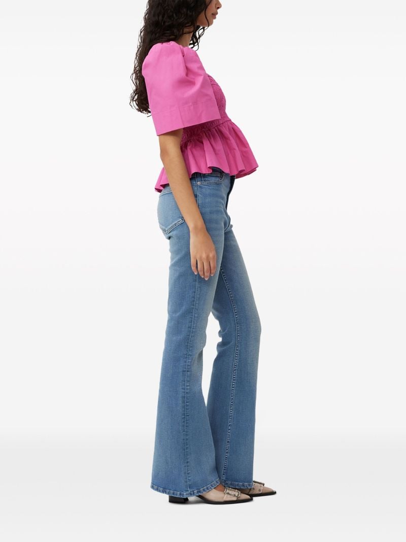 Pink Shirred Peplum Blouse