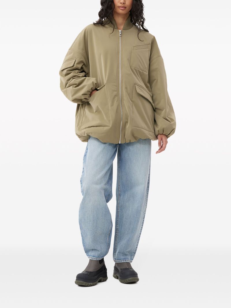 Green Oversized Bomber Jacket