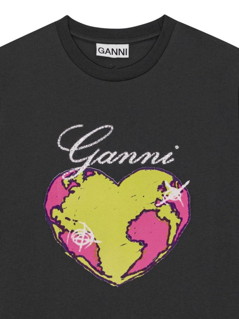 Grey Heart-print Organic-cotton T-shirt