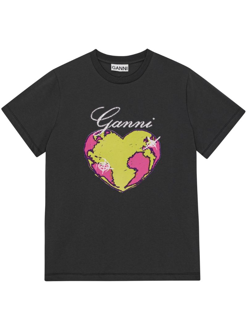 Grey Heart-print Organic-cotton T-shirt