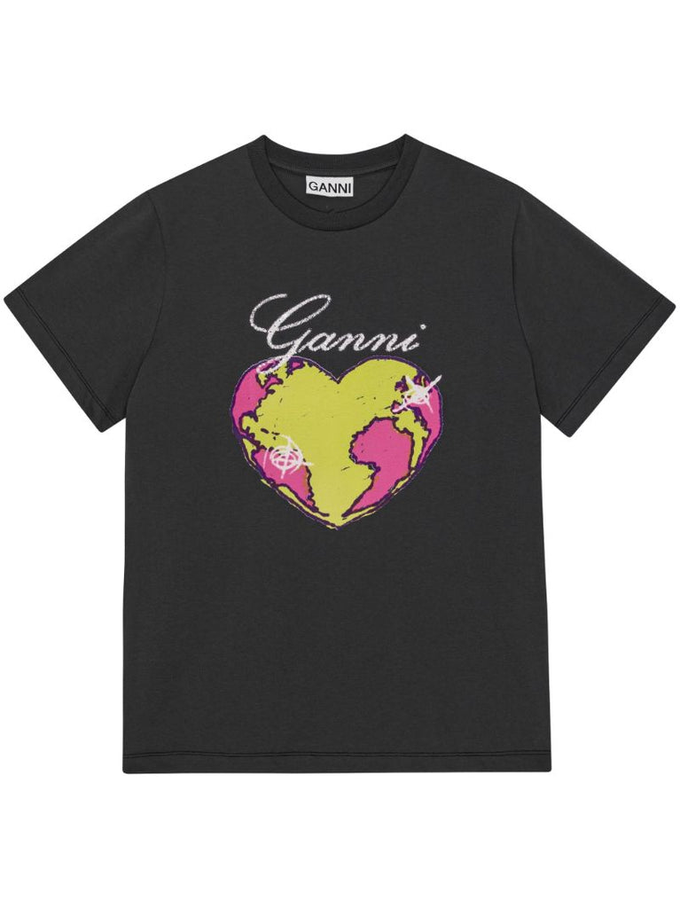 Grey Heart-print Organic-cotton T-shirt