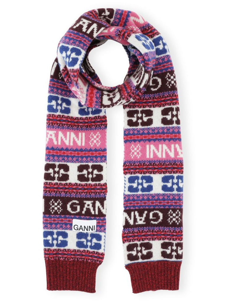 Red Logo-intarsia Scarf