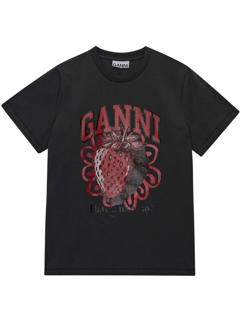Black Graphic-print Cotton T-shirt