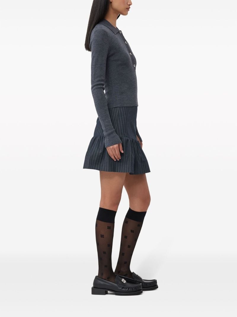 Grey Pinstripe Flared Mini Skirt