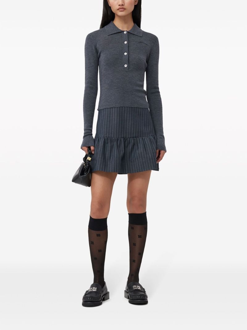 Grey Pinstripe Flared Mini Skirt