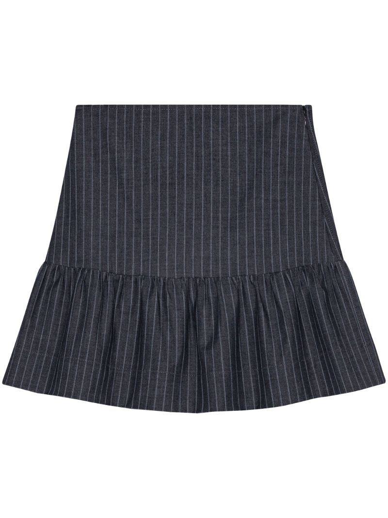 Grey Pinstripe Flared Mini Skirt