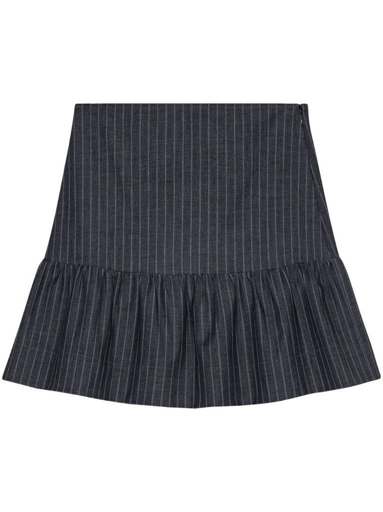 Grey Pinstripe Flared Mini Skirt