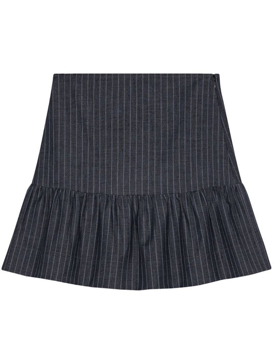 Grey Pinstripe Flared Mini Skirt