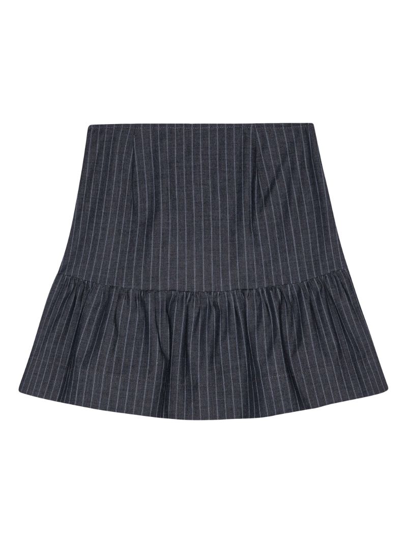 Grey Pinstripe Flared Mini Skirt